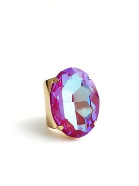 Austrian Crystal Ring In Lotus Pink Delite